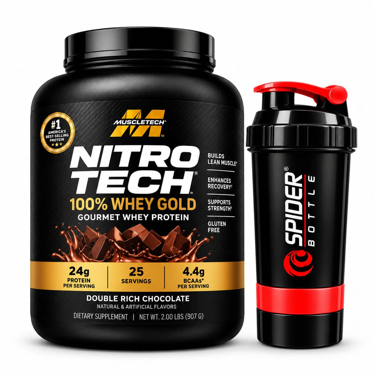 MuscleTech NitroTech Whey Gold 2lbs (907g) - Double Rich Chocolate